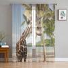 Animal Giraffe Probe Window Treatment Tulle Modern Sheer Curtains for Kitchen Living Room the Bedroom Curtains Decoration