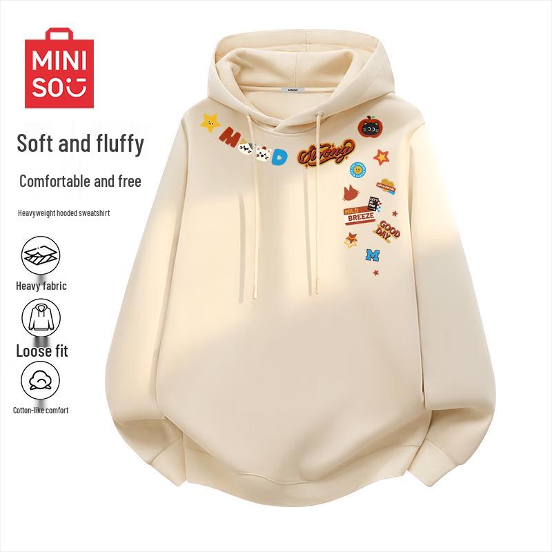 MINISO Мужская модная толстовка с капюшоном свободного кроя