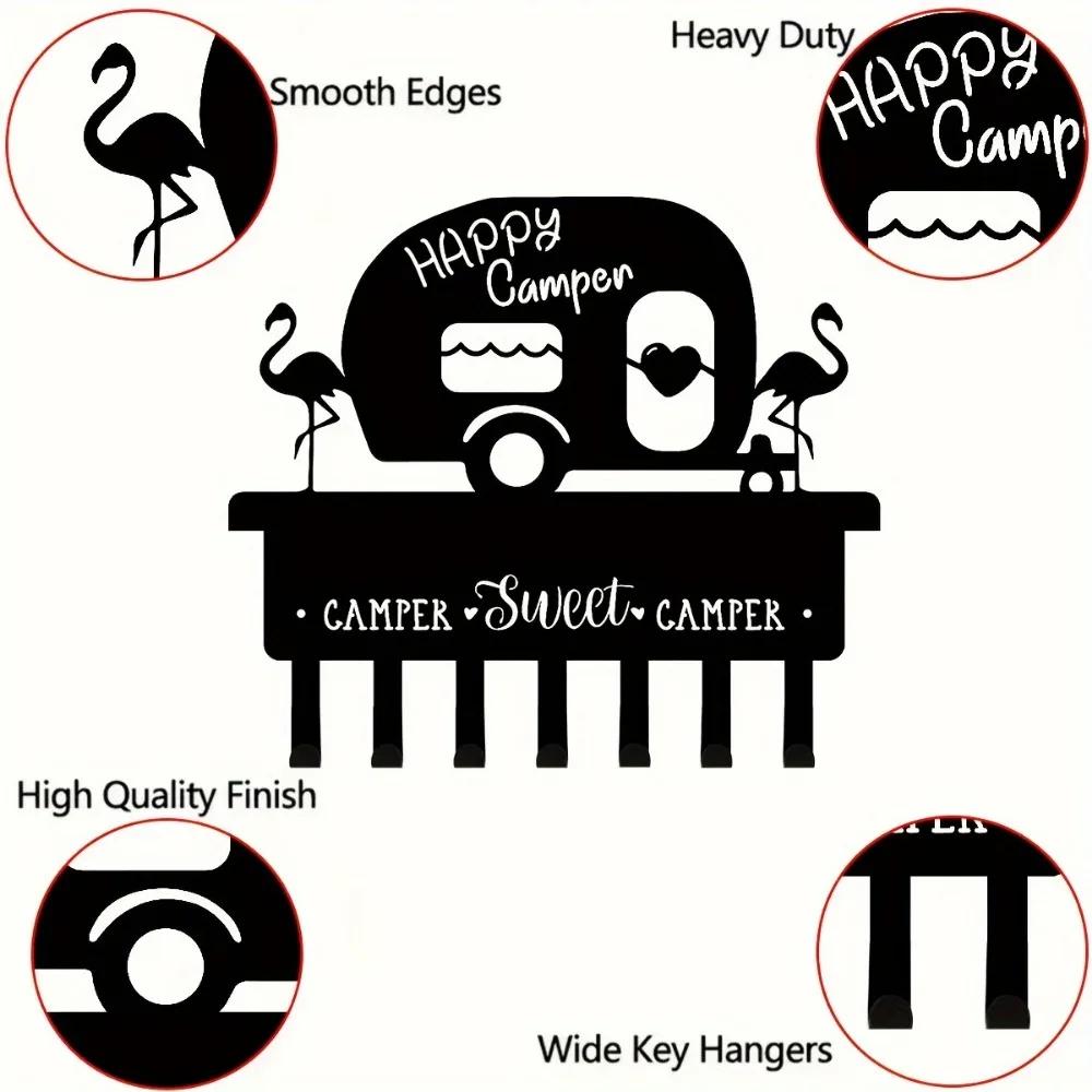 1шт держатель для ключей настенный, держатель для ключей Camper для настенной декоративной металлической вешалки для ключей с 7 крючками