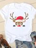 Christmas Fashion Print T-shirt New Year Women Clothes Coffee Style Watercolor 90s O-neck Graphic Lady Casual Female Shirt Tee