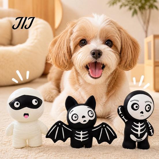 Interactive Sound Toys for Dogs Latex Skeleton Dog Toy, Halloween Squeaky Chew Mummy Soft Elastic Pet Bat Shapes, Toy Aggressive Chewers Funny