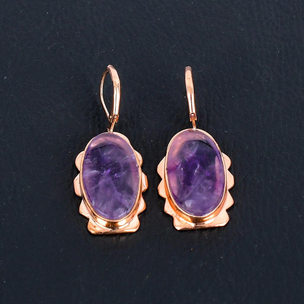 Amethyst Gemstone Handmade Copper Jewelry Earrings For Wedding Gift