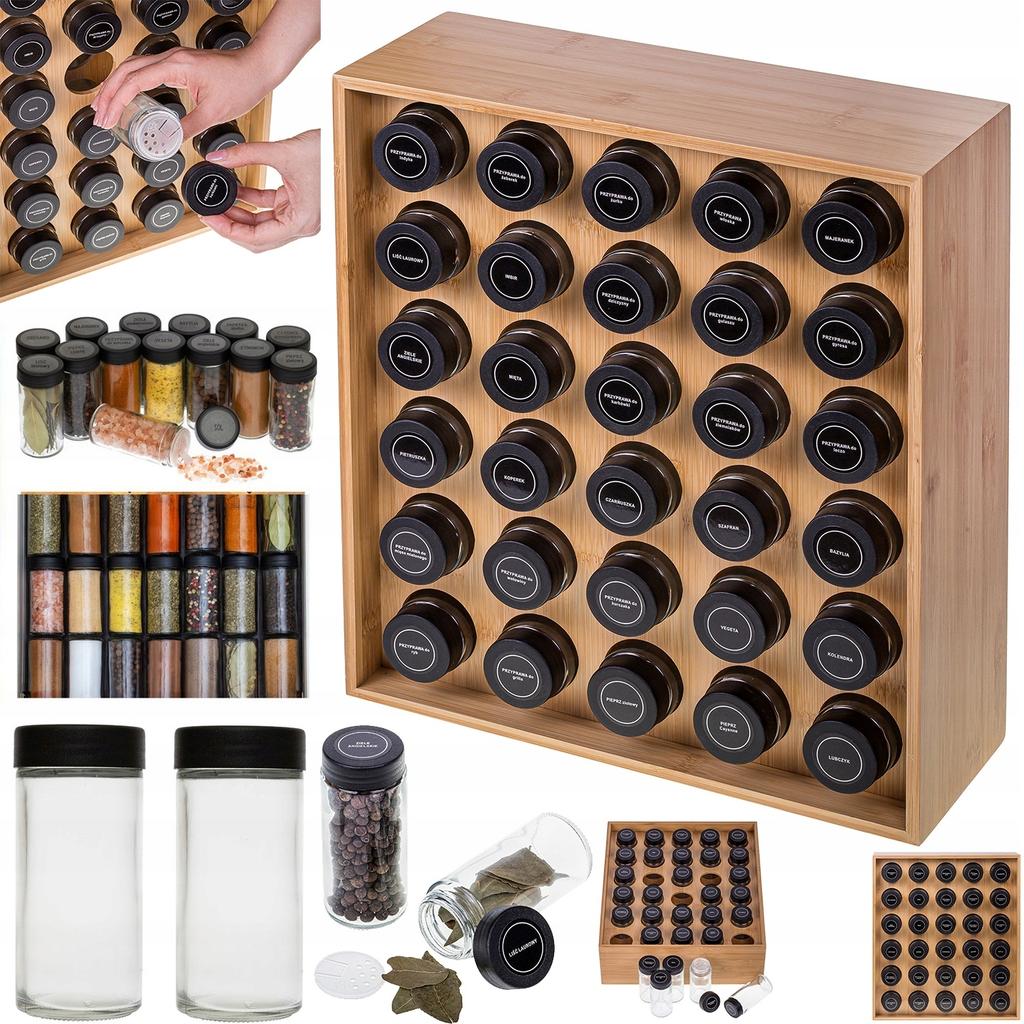 Spice Organizer Elegant Spice Rack 30 Jars + Labels