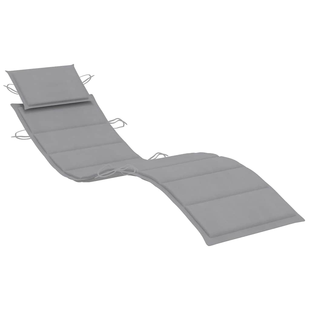 Folding Sun Lounger with Cushion Solid Acacia Wood