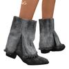 Ковбойские массивные женские ботильоны с острым носком, дизайнерские туфли на среднем каблуке 2025 года, трендовая зимняя мода, новые туфли-лодочки в готическом стиле Botas De Mujer