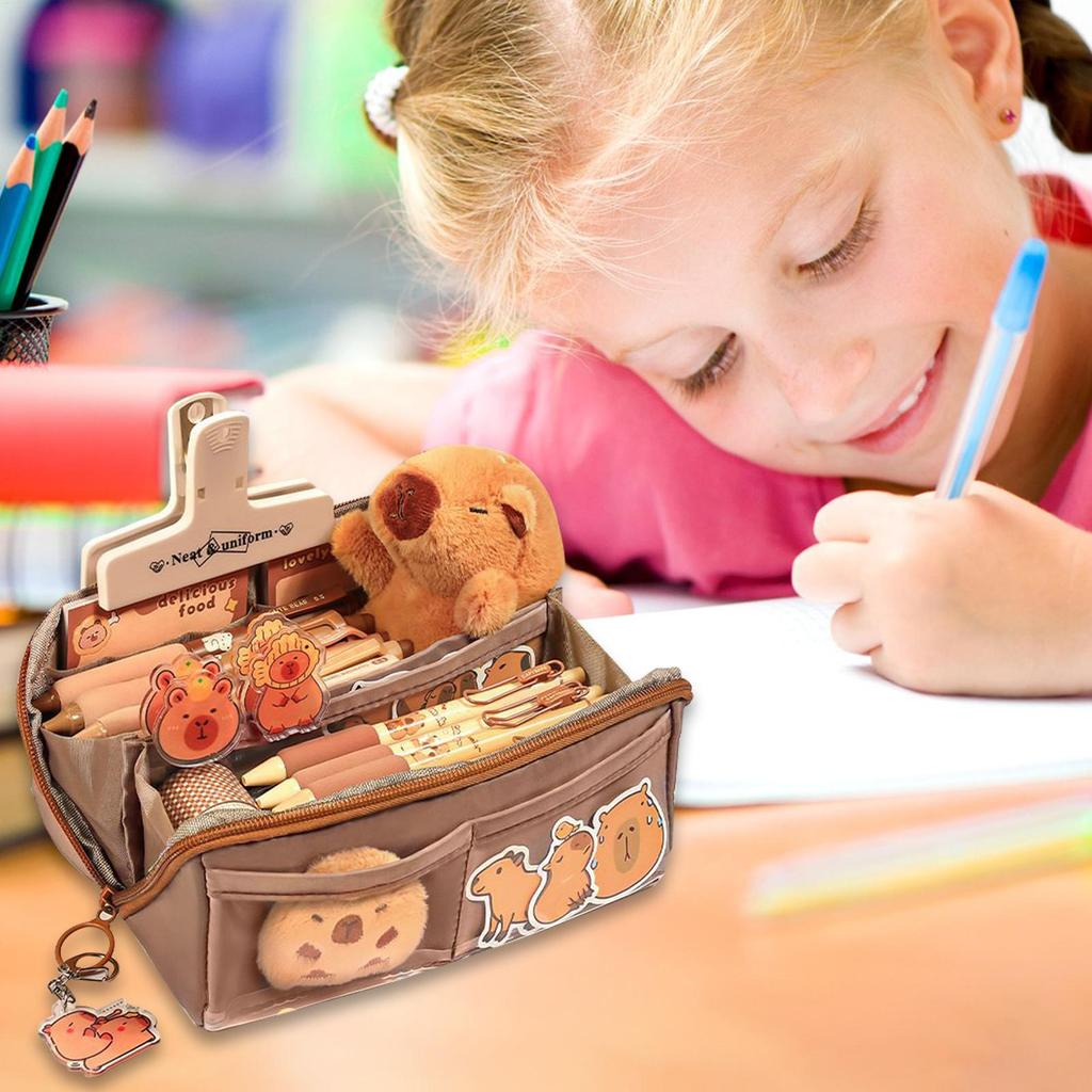 Пенал большой вместимости многослойный водонепроницаемый простой многоцелевой студенческий пенал и сумка для хранения косметики