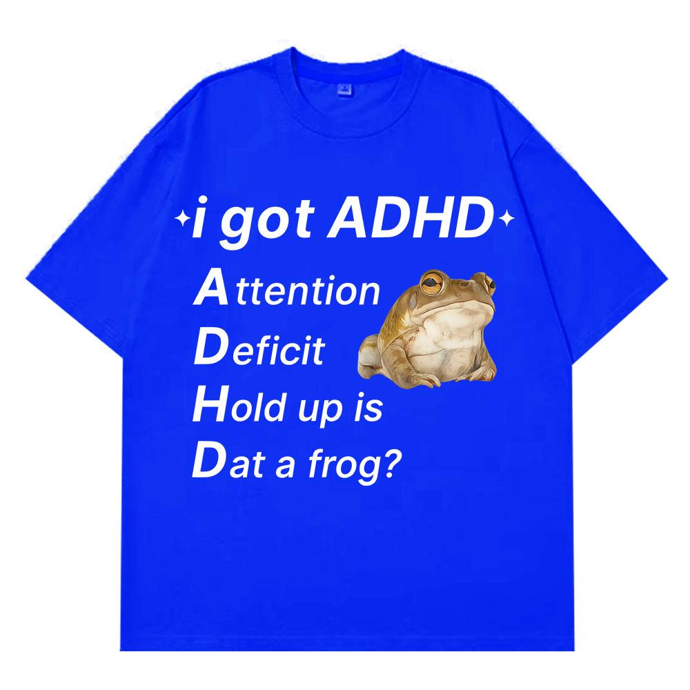 ADHD Лягушка Аутизм Смешной Мем Футболка Мужская Женская Модная Одежда Хлопок Короткий Рукав Харадзюку Футболки Повседневные Хип-хоп Футболки