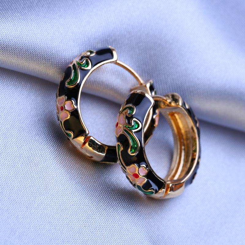 FEEYOO серьги-кольца для женщин и девочек, модные многоцветные цветочные золотые модные круглые серьги, ювелирные изделия, подарок