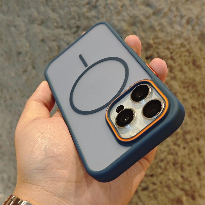 Роскошный простой чехол для телефона Magsafe для iPhone 16 15 14 Plus 13 12 11 Pro Max матовый хит цветной беспроводной зарядный жесткий бампер чехол