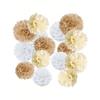 15pcs Bohemian Paper Towels Pom-poms Champagne Neutral Party Decorations Paper Flowers Wedding Bride Shower Party Supplies