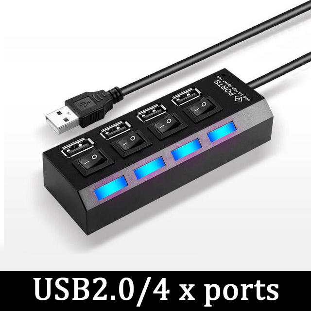 Концентратор USB 3.0 4 в 1 7 портов со светодиодным индикатором, независимое управление переключателями для ноутбука, флеш-накопителя, жесткого диска, принтера, камеры, клавиатуры