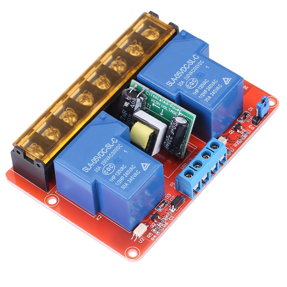 30A High Power 2, Channel Relay Module, Easy Control, Screw Terminals, Trigger Control Relay, AC 100V, 250V, Mounting Holes