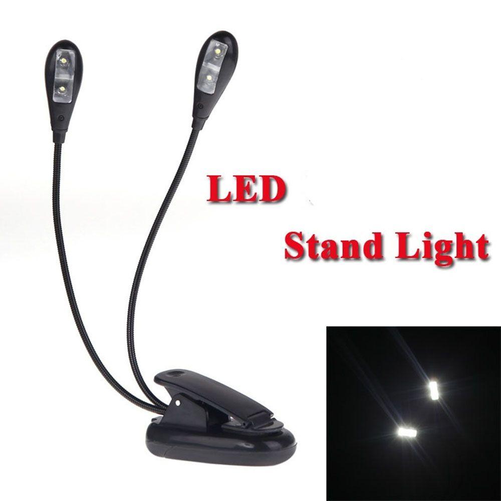 Parts Accessories Black Clip Reading Lamp Dual Flexible Arms 2 Arms Light Book Music Stand Light