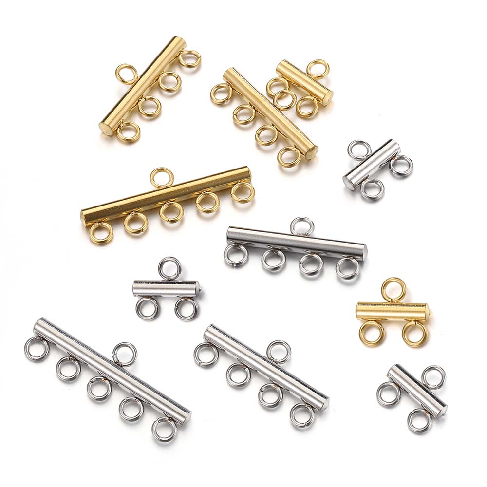 20pcs Stainless Steel Necklace Bracelet Layer Clasps Pendant Bail Connect Tassel DIY Connectors Jewelry Making Earrings Supplies