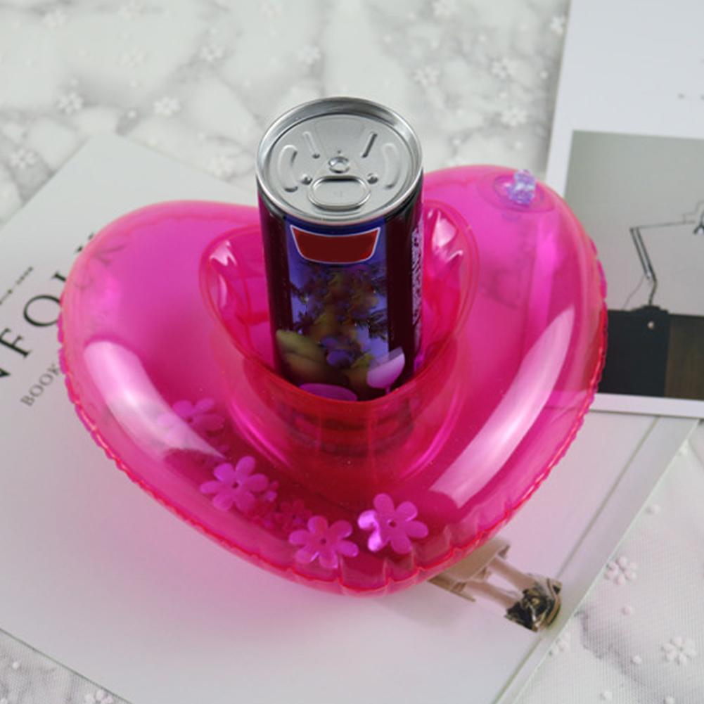 Heart Shaped Inflatable Drinks Holder Multifunction Swimming Pool Drink Floats Floating Water Cup Coasters for Swimming Pool
