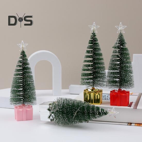 4 шт. маленьких елочных украшений со светодиодными лампами на батарейках реалистичные мини-настольные аксессуары для рождественской елки