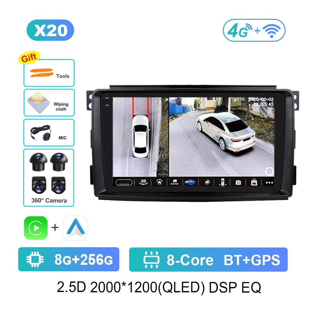 Мультимедийный плеер с автомагнитолой Android 14 для Mercedes Benz Smart Fortwo 451 2010 - 2015, GPS-навигация, Wi-Fi, HD-экран, Автоинструменты