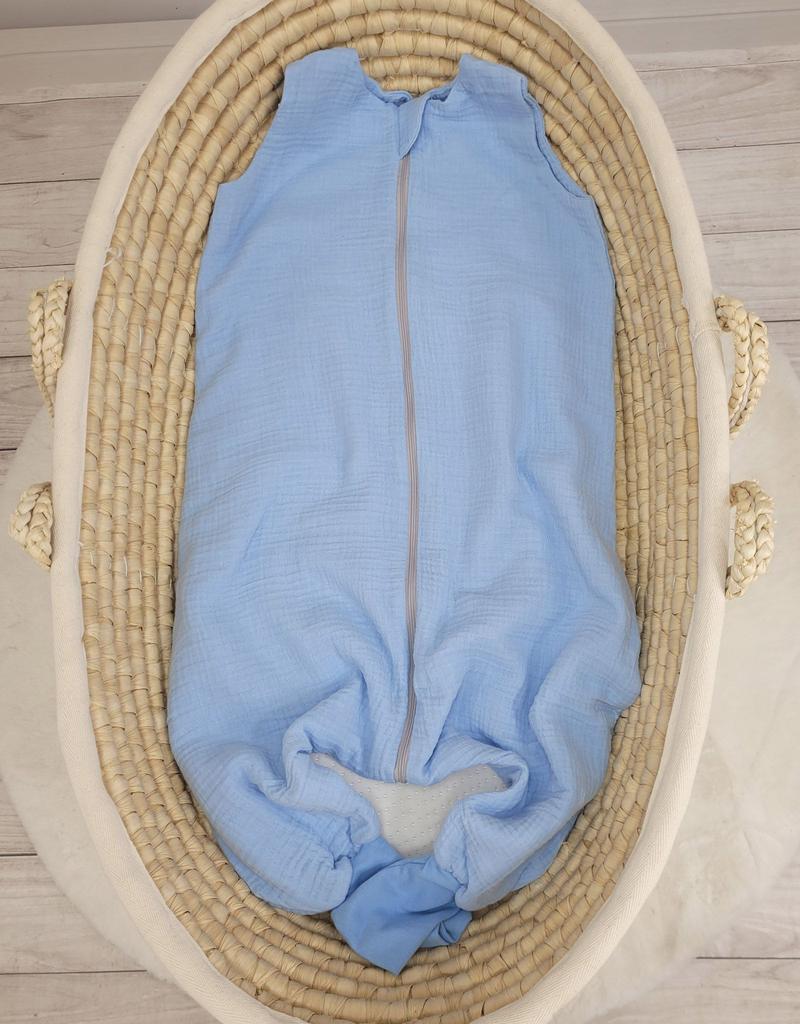 Muslin sleeping bag for children with legs XL 2-4 years summer TOG 1.0 - blue