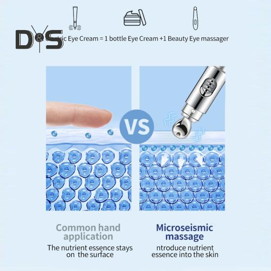 Массажный крем для кожи вокруг глаз с эффектом стирания морщин и мультипептидами 20 г Укрепляющий электронный массажер для тонких линий Умный крем для кожи вокруг глаз Электрический массажный крем для кожи вокруг глаз