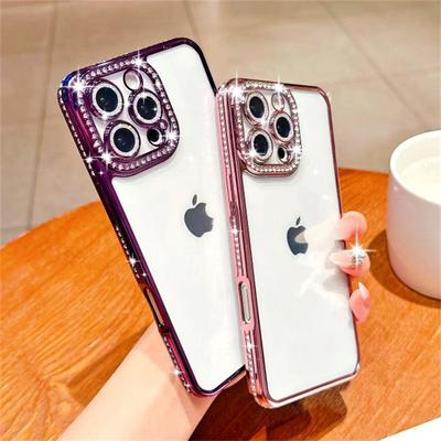 Блестящий чехол с бриллиантами для iPhone 16 15 Pro Max 14 Plus 13 12 Обложка Samsung Galaxy S25 Edge S23 Ultra S24 FE A56 A36 A26 A16 A55 A35 A25 A15 A54 A34 A14