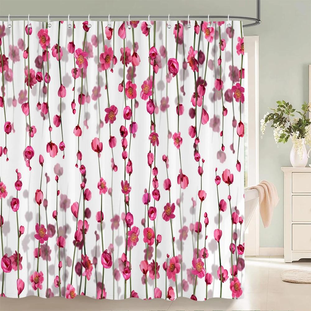 Flowers Butterfly Shower Curtain Fantasy Art Rose Floral Girls Waterproof Fabric Bathroom Curtain Room Decor Curtains With Hooks
