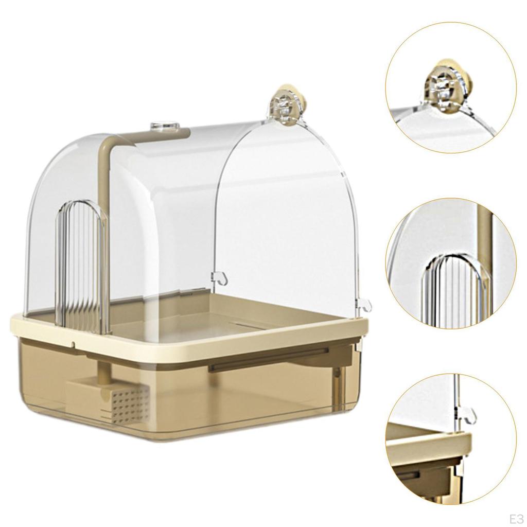 Hanging Bird Bath Box Parrot Bathing Tub House Water Shower Bowl for Parakeets