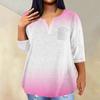 Women's Fashionable Casual Three Quarter Sleeve Printed V Neck Pullover 4/3 Sleeve Top