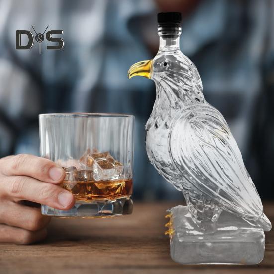 Бутылка-графин для виски в форме орла, 350 мл, стеклянная бутылка для вина с изображением орла, домашний декор, подарок на новоселье