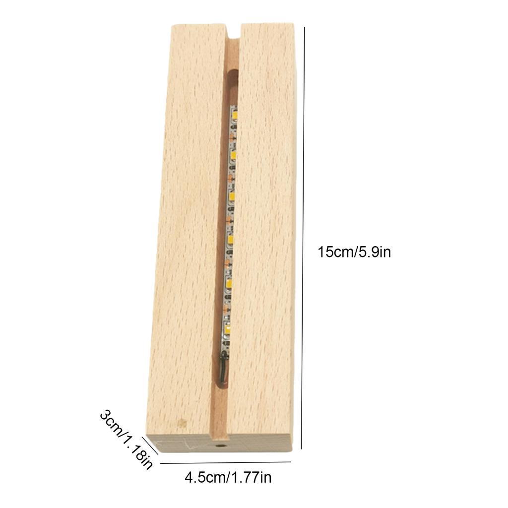 LED Wood Display Base Creative Rectangle Crystal USB Lighted Stand for Resin Art Acrylic Light Plate Stand Craft