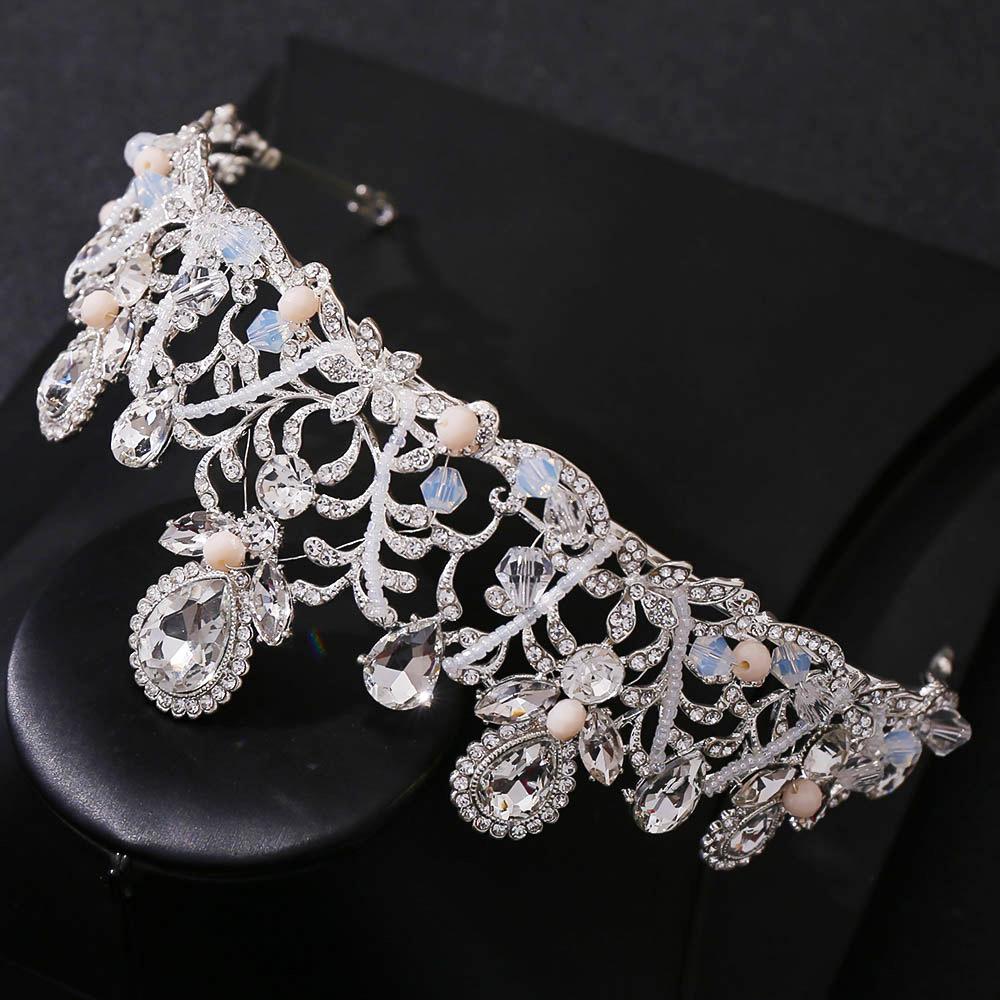 New Bridal Crown Handmade Crystal Tiara Inlaid with Diamonds Luxury Crown Wedding Tiara Accessories Headband