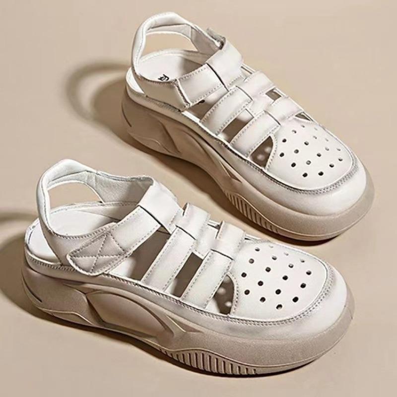 Summer New Fashion Soft-soled Women's Shoes Retro Hollow Baotou Sports Sandals Women's Thick-soled Roman Sandals
