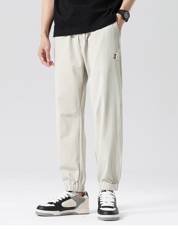 Quick drying ice silk four sided elastic summer thin casual pants for men