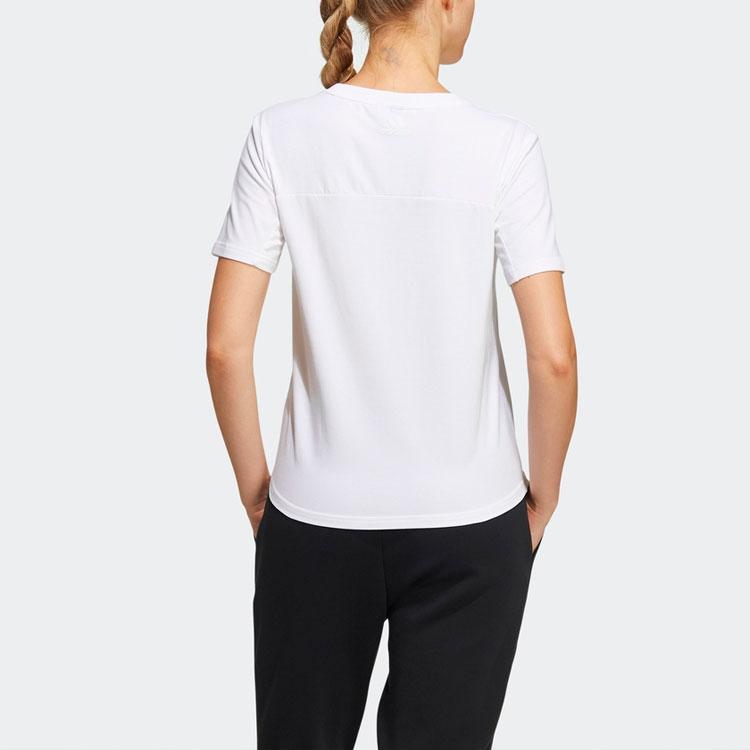 Adidas Однотонная футболка с круглым вырезом и коротким рукавом с логотипом, женские топы, белые HF2482