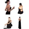 Дизайн платья с американской проймой женское летнее королевский стиль стройное платье длинное платье черный темперамент юбка-карандаш на бедрах