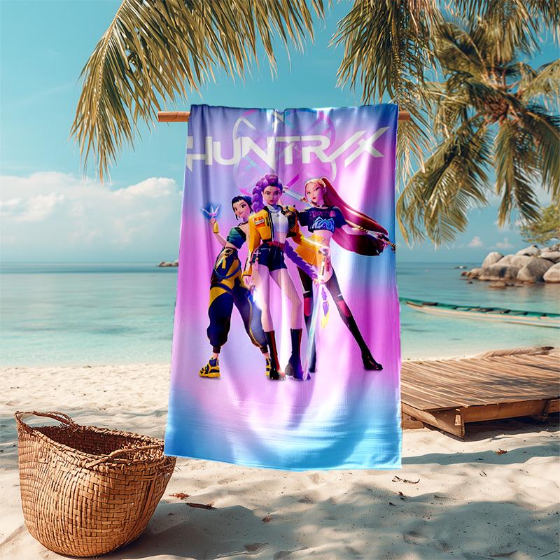 proof beach towel with Demon Hunter pattern - soft,absorbent,quick-drying,machine washable - perfect for swimming,camping,bathing
