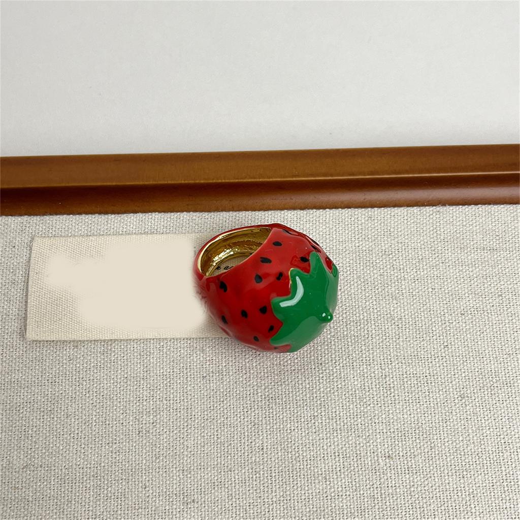 Уникальное эмалированное кольцо с клубникой/яблоками, красочное кольцо на палец, легкое ювелирное украшение для модных женщин и вечеринок