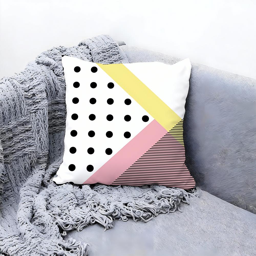 trendy color block splicing Cushion Cover Premium Comfort Reversible Pillow Cove Two in One Design for Any Room  Car Interior