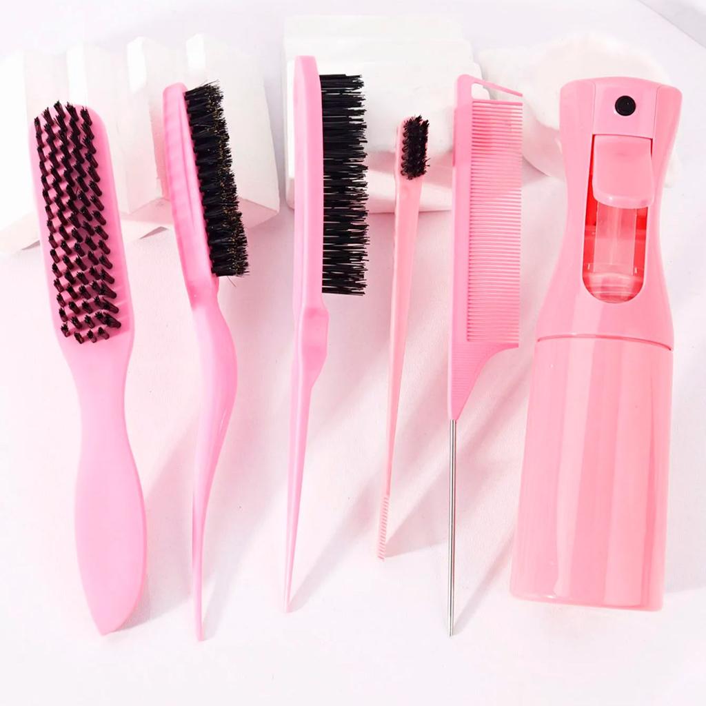6pcs Modeling Tool Set, Spray Bottle, Creative Diagonal Hairbrush,straight Back Comb, Easy Hair care,Special for Real Hair Wigs