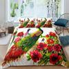 Kids Peacock Duvet Cover Set Twin Queen Birds Feather Pattern Quilt Cover Branch Flowers Bedding Set Microfiber Bedspreads Cover