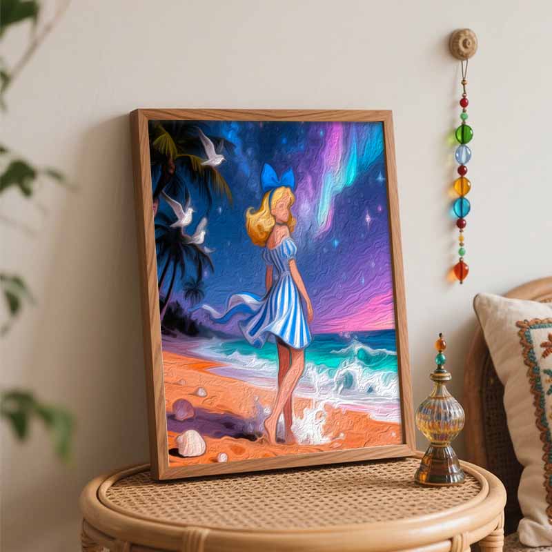 Disney Набор для рисования Alice Beach Декор Классический стиль Декор для дома, Яркая Аврора Океан Звездная ночь Пейзаж DIY Материалы для творчества Подарок