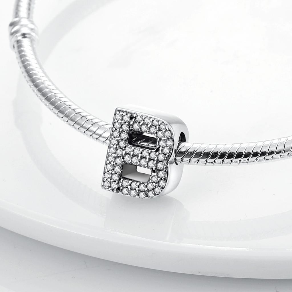 Trendy Fashion Classic 26 Alphabet Letters Charm Bead Components Bead Components Authentic Original Retro Zircon Copper Metal Designed For Women