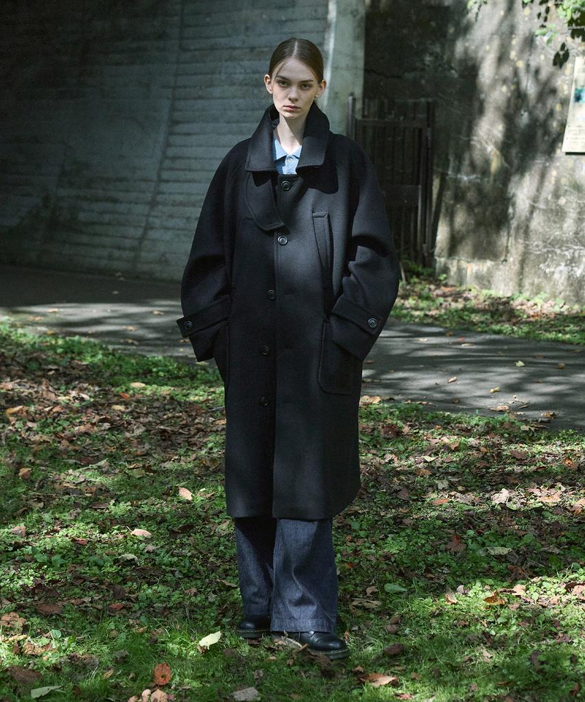 Minimalproject Minimal Sequence Patch Pocket Balmacaan Wool Coat Mco105 [Black]
