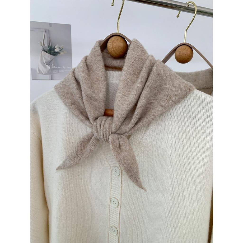 Шерстяной Темперамент, Треугольный Шарф против старения, Вязаная Маленькая Шаль для Женщин на Осень и Зиму, Универсальная Корейская Версия, Завязывается и Носится на Плечах