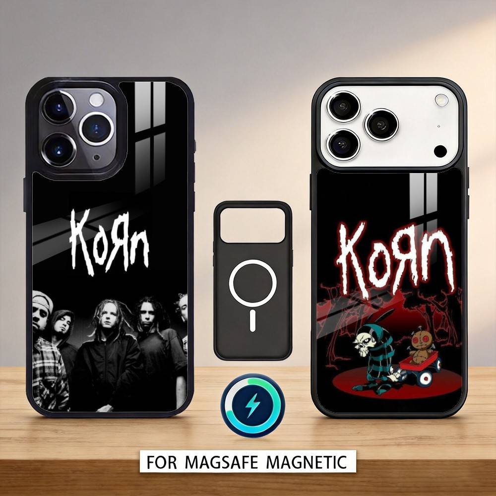 Чехол для телефона K-Korn Band для iPhone 17, 16, 15, 14, 13, 12, Pro, Max, Магнитный для беспроводной зарядки Magsafe