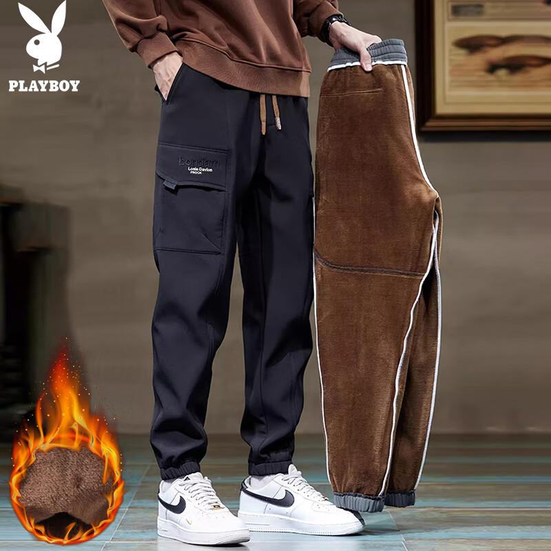PLAYBOY Men's Fleece Lined Jogger Cargo Pants
