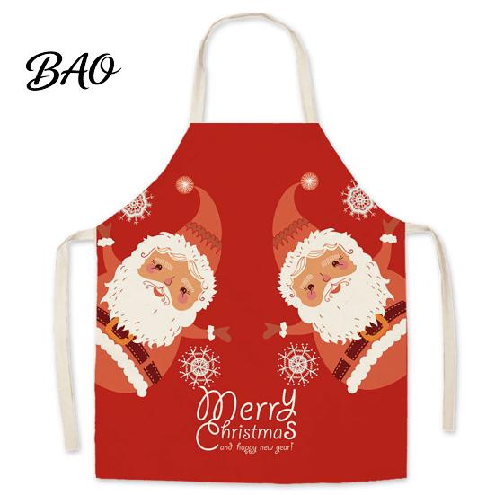 Adult Adjustable Holiday Apron Christmas Apron, Santa Claus/Elk/Gingerbread Man/Snowman Print Cooking Bib, Waterproof Oil Proof Grill Non-woven