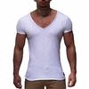 V-Neck Short Sleeve T-shirt Top Slim Muscle Casual T-shirt Men