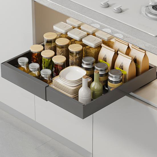 Расширяемый ящик для хранения вещей, самоклеящийся, съемный, без сверления, прочный, с гладкими направляющими, выдвижной шкаф-органайзер, контейнер для специй и приправ, маленький