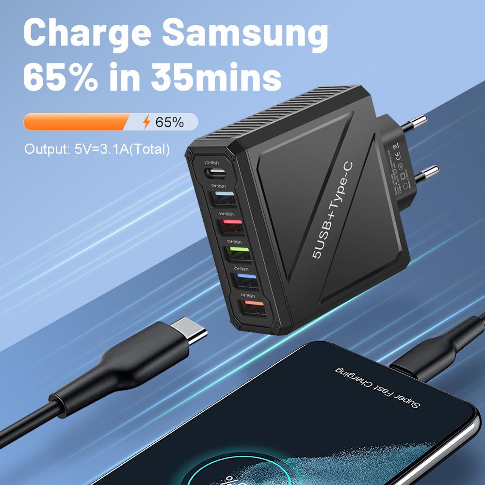 5-портовое USB-зарядное устройство 3,1 А с вилками EU, US, UK, KR
