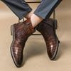 Новые коричневые ботильоны для мужчин, на молнии, черные, с крокодиловым узором, с квадратным носком, модные деловые, формальные мужские ботинки, размер 38-46